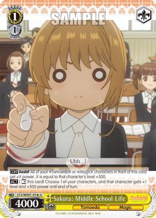 Image of Sakura: Middle School Life (C) (CCS/WX01-014c U) - Cardcaptor Sakura: Clear Card