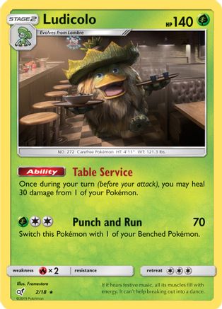 Image of Ludicolo 002/18  - Holofoil Detective Pikachu - Rare