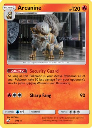 Image of Arcanine 006/18  - Holofoil Detective Pikachu - Rare