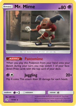 Image of Mr. Mime 011/18  - Holofoil Detective Pikachu - Rare