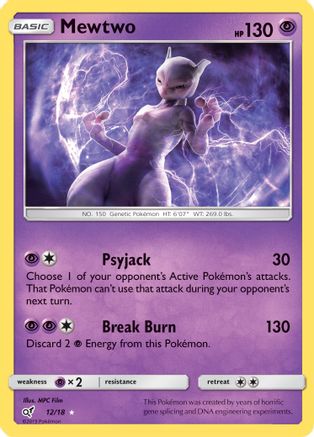Image of Mewtwo 012/18  - Holofoil Detective Pikachu - Holo Rare