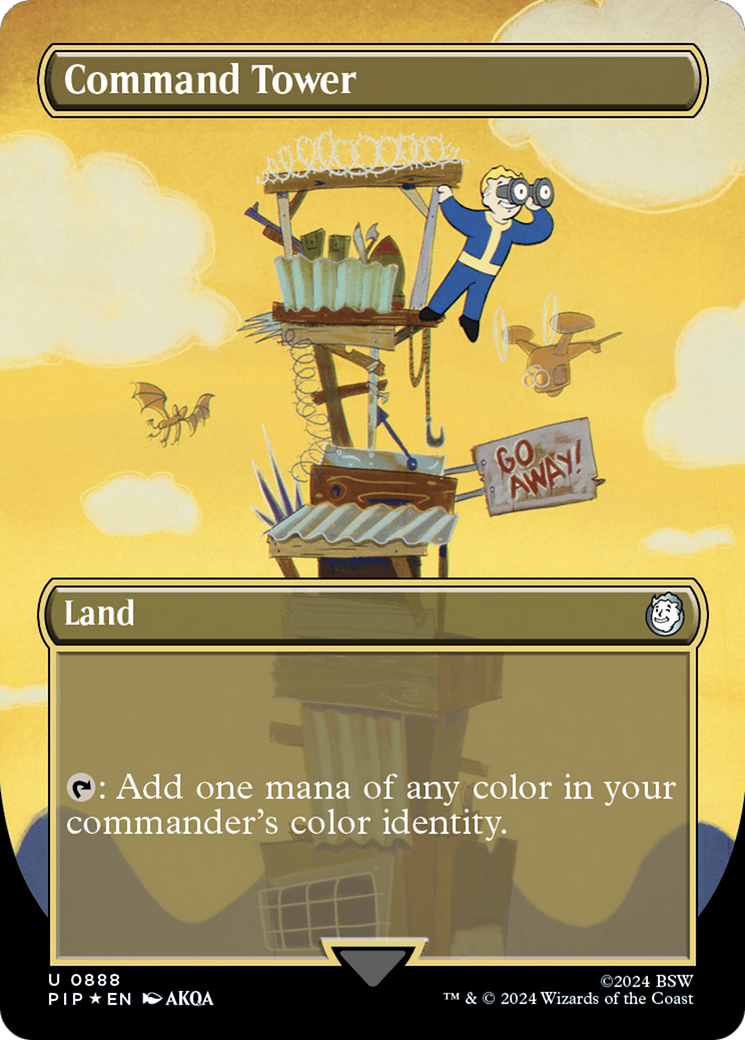 Image of Command Tower (Borderless) (Surge Foil) (PIP-888) - Fallout (Borderless) Foil