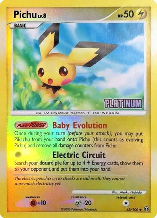 Image of Pichu 045/106  - Reverse Holofoil Burger King Promos - Promo