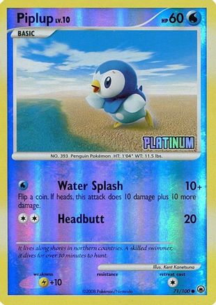 Image of Piplup 071/100  - Reverse Holofoil Burger King Promos - Promo