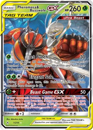 Image of Pheromosa & Buzzwole GX 001/214  - Holofoil SM  Unbroken Bonds - Ultra Rare