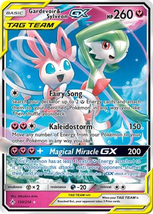 Image of Gardevoir & Sylveon GX 130/214  - Holofoil SM  Unbroken Bonds - Ultra Rare