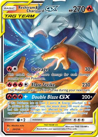 Image of Reshiram & Charizard GX 020/214  - Holofoil SM  Unbroken Bonds - Ultra Rare