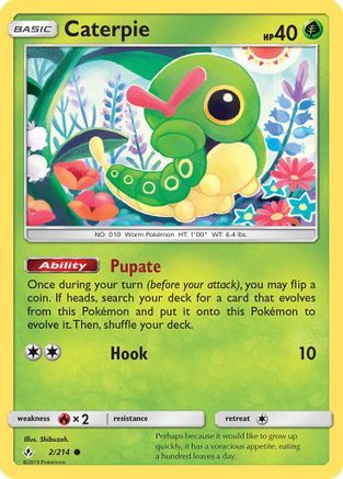 Image of Caterpie 002/214  - Reverse Holofoil SM  Unbroken Bonds - Common