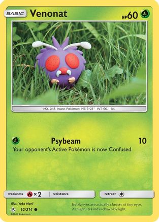 Image of Venonat (10) 010/214  - Reverse Holofoil SM  Unbroken Bonds - Common