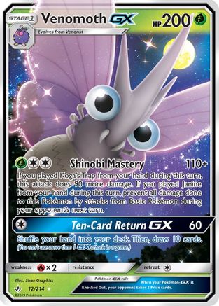 Image of Venomoth GX 012/214  - Holofoil SM  Unbroken Bonds - Ultra Rare