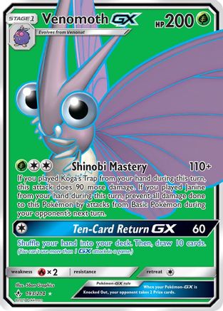 Image of Venomoth GX (Full Art) 193  - Holofoil SM  Unbroken Bonds - Ultra Rare
