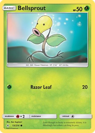 Image of Bellsprout 013  - Reverse Holofoil SM  Unbroken Bonds - Common