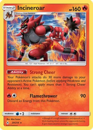 Image of Incineroar 029/214  - Reverse Holofoil SM  Unbroken Bonds - Rare