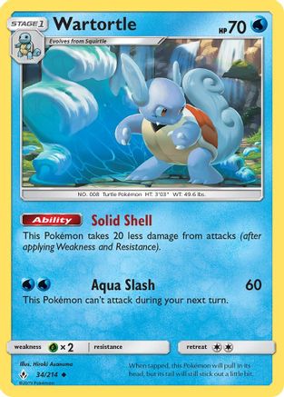 Image of Wartortle 034  - Reverse Holofoil SM  Unbroken Bonds - Uncommon
