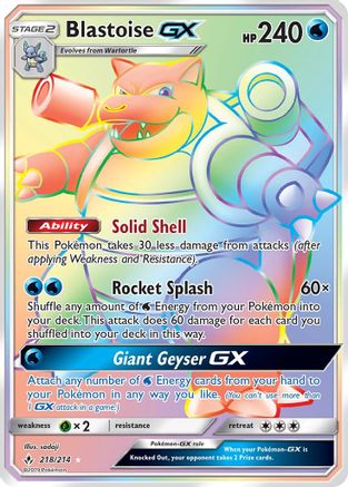 Image of Blastoise GX (Secret) 218  - Holofoil SM  Unbroken Bonds - Secret Rare