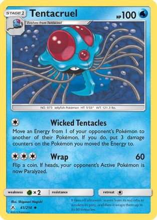 Image of Tentacruel 041/214  - Reverse Holofoil SM  Unbroken Bonds - Uncommon