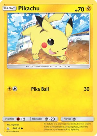 Image of Pikachu 054/214  - Reverse Holofoil SM  Unbroken Bonds - Common