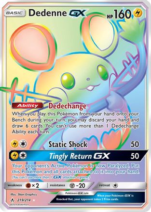 Image of Dedenne GX (Secret) 219  - Holofoil SM  Unbroken Bonds - Secret Rare