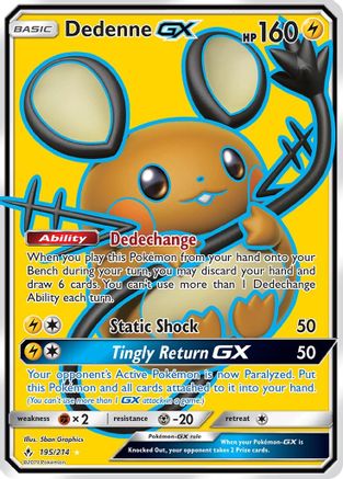 Image of Dedenne GX (Full Art) 195  - Holofoil SM  Unbroken Bonds - Ultra Rare