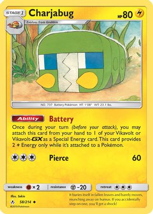 Image of Charjabug 058/214  SM  Unbroken Bonds - Uncommon