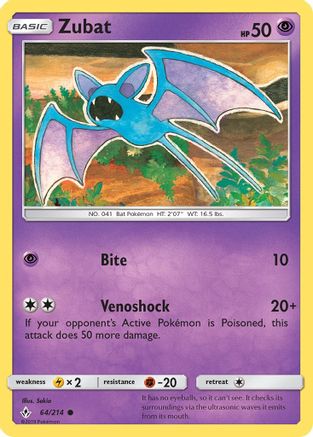 Image of Zubat 064/214  - Reverse Holofoil SM  Unbroken Bonds - Common