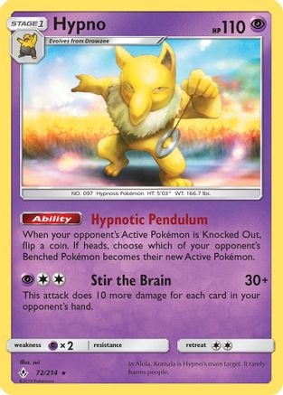 Image of Hypno 072  - Reverse Holofoil SM  Unbroken Bonds - Rare
