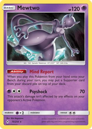 Image of Mewtwo 075/214  SM  Unbroken Bonds - Rare