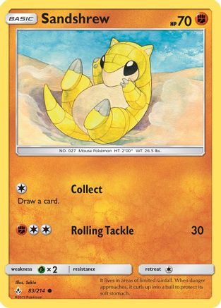 Image of Sandshrew 083/214  - Reverse Holofoil SM  Unbroken Bonds - Common