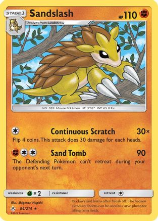 Image of Sandslash 084  - Reverse Holofoil SM  Unbroken Bonds - Rare