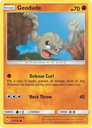 Image of Geodude 087/214  - Reverse Holofoil SM  Unbroken Bonds - Common