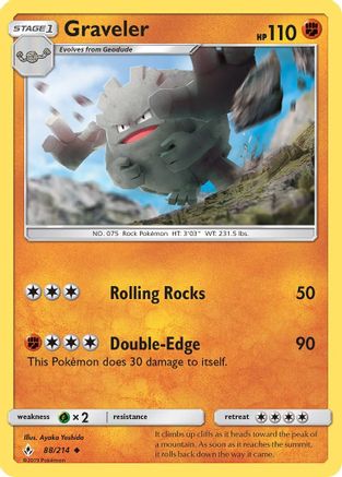 Image of Graveler 088  SM  Unbroken Bonds - Uncommon