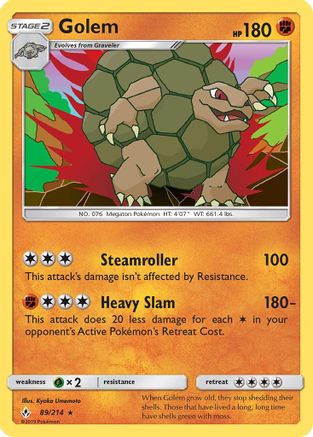 Image of Golem 089/214  - Reverse Holofoil SM  Unbroken Bonds - Holo Rare