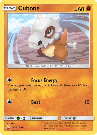 Image of Cubone 090/214  - Reverse Holofoil SM  Unbroken Bonds - Common