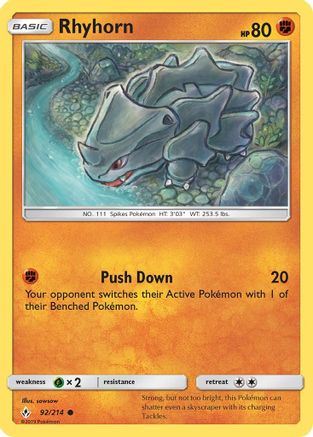 Image of Rhyhorn (92) 092/214  SM  Unbroken Bonds - Common