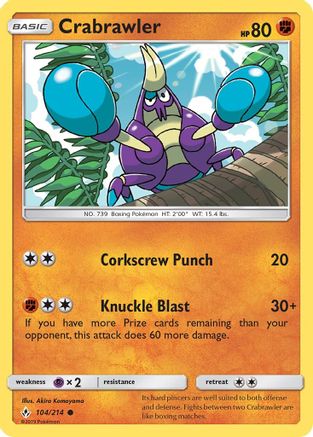 Image of Crabrawler 104/214  - Reverse Holofoil SM  Unbroken Bonds - Common