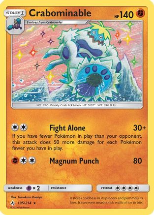 Image of Crabominable 105/214  - Reverse Holofoil SM  Unbroken Bonds - Rare