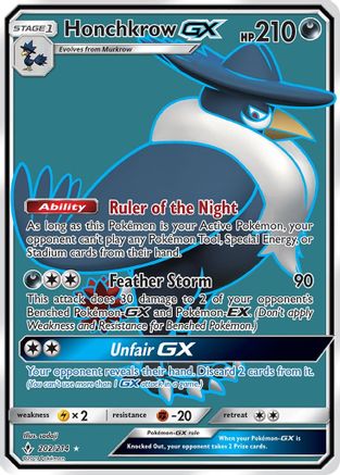 Image of Honchkrow GX (Full Art) 202/214  - Holofoil SM  Unbroken Bonds - Ultra Rare