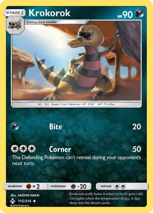 Image of Krokorok 115  - Reverse Holofoil SM  Unbroken Bonds - Uncommon