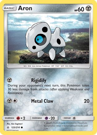 Image of Aron 123/214  - Reverse Holofoil SM  Unbroken Bonds - Common