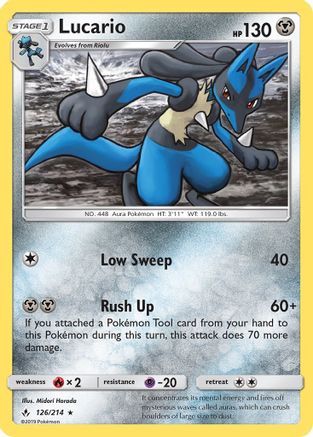 Image of Lucario 126/214  - Holofoil SM  Unbroken Bonds - Holo Rare