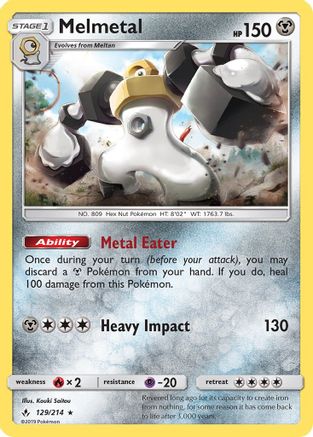 Image of Melmetal 129/214  - Reverse Holofoil SM  Unbroken Bonds - Holo Rare