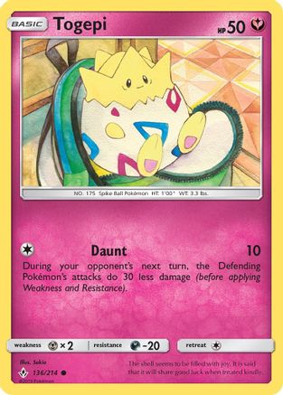 Image of Togepi 136/214  SM  Unbroken Bonds - Common