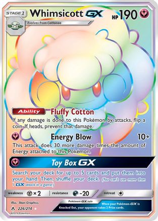 Image of Whimsicott GX (Secret) 226  - Holofoil SM  Unbroken Bonds - Secret Rare