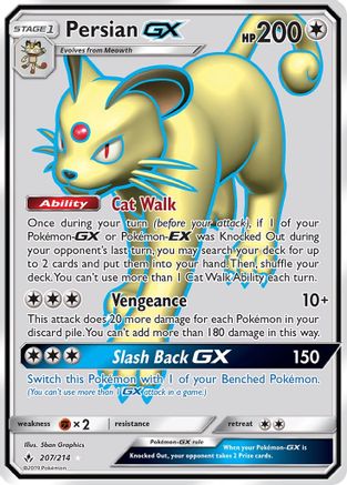 Image of Persian GX (Full Art) 207/214  - Holofoil SM  Unbroken Bonds - Ultra Rare