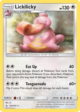 Image of Lickilicky 153  - Reverse Holofoil SM  Unbroken Bonds - Rare