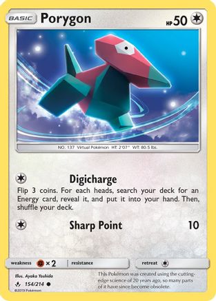 Image of Porygon (154) 154/214  - Reverse Holofoil SM  Unbroken Bonds - Common