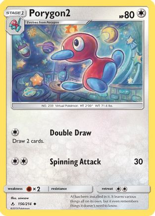 Image of Porygon2 156/214  - Reverse Holofoil SM  Unbroken Bonds - Uncommon