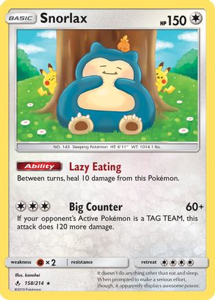 Image of Snorlax 158/214  - Holofoil SM  Unbroken Bonds - Holo Rare