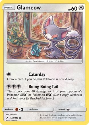 Image of Glameow 159/214  - Reverse Holofoil SM  Unbroken Bonds - Common