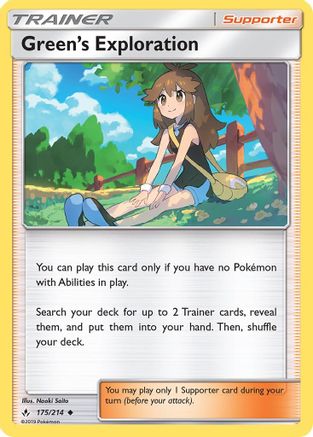 Image of Green's Exploration 175/214  - Reverse Holofoil SM  Unbroken Bonds - Uncommon